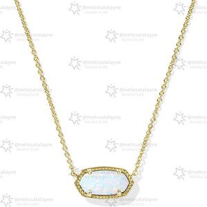 Elisa Gold Pendant Necklace in White Lab Grown Opal